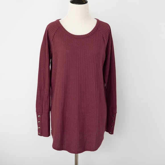 Chaser Thermal Waffle Knit Tunic Purple - Picture 2 of 9